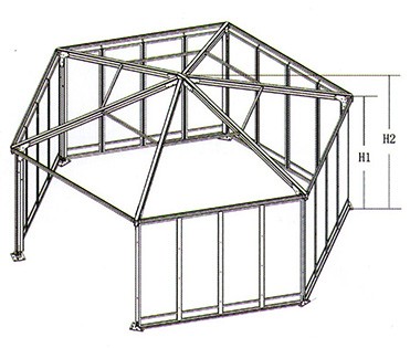 六边尖顶篷房框架